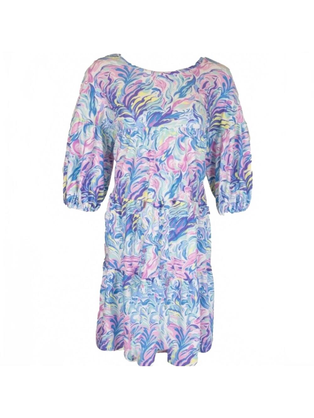 Simply Southern Girls Pink Blue Purple Yellow Pastel UPF 50+ Dress Youth L New